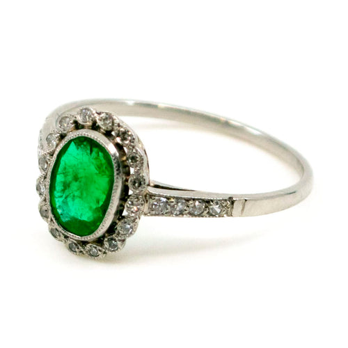 Bague 54 Bague Art déco en platine, émeraude et diamants taille simple 58 Facettes 9FECC400CFD04D54A02EF98FE5C9D00B