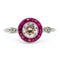 Bague 56 Bague halo en platine, diamant et rubis 58 Facettes 87F330A9E3944FBD9A2EB3F0D9DC7241