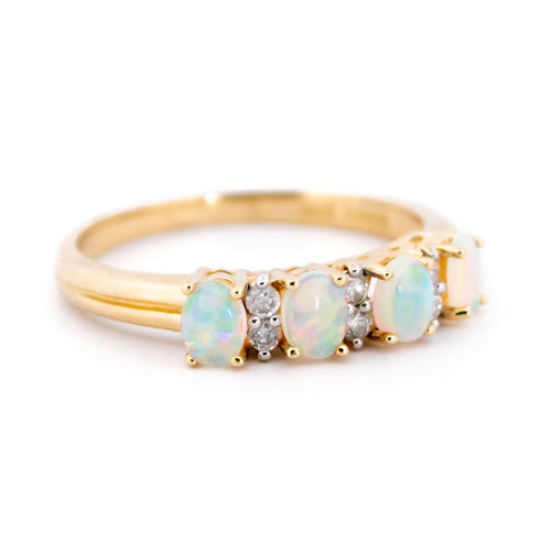 Bague 55 Bague en or jaune 14k avec opales et diamants 58 Facettes E2DF153C5794459CBE4FAE2108E20EAB