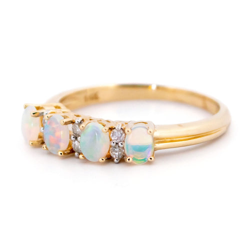 Bague 55 Bague en or jaune 14k avec opales et diamants 58 Facettes E2DF153C5794459CBE4FAE2108E20EAB