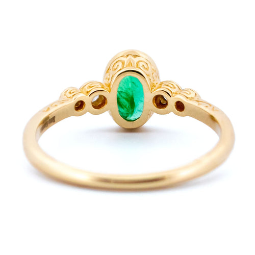 Bague 55 Bague ovale en or jaune et blanc 14k, émeraude et diamants 58 Facettes 6AD423B602614F4FBB6869161E8F51A9
