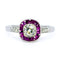 Bague 54 Bague à entourage en platine, diamant taille coussin et rubis 58 Facettes ADE2BF9354AF4E13979BDB8D0612296F