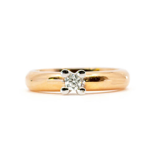 Bague 55 Bague solitaire en or jaune et blanc 14k, diamant taille brillant 58 Facettes C3D8347245504C14A0005A51D059E8CB