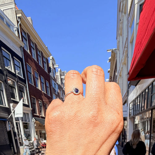 Bague 51 Bague saphir et diamant en or 18k et platine 58 Facettes 331504F3563A4F998EE08F76660585F3