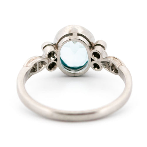 Bague 54 Bague solitaire en platine, aigue-marine et diamants 58 Facettes A626543C721146D8822FF87C40BE5CE1