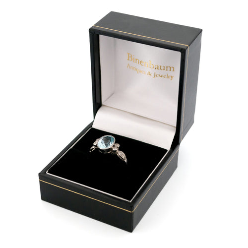 Bague 54 Bague solitaire en platine, aigue-marine et diamants 58 Facettes A626543C721146D8822FF87C40BE5CE1