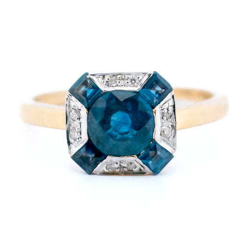 Bague 54 Bague Art déco en or jaune et blanc 14k, saphirs et diamants 58 Facettes A1B5A63F67DC470BBDE9C604A766488F