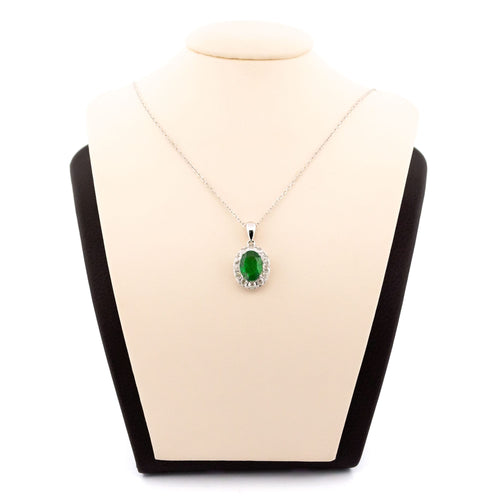 Pendentif Pendentif en or blanc 18k, grenat tsavorite et diamants taille rose 58 Facettes 7D8EF1B8272C49B9BF6D17E2895EFF74