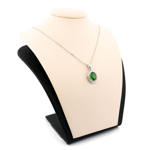 Pendentif Pendentif en or blanc 18k, grenat tsavorite et diamants taille rose 58 Facettes 7D8EF1B8272C49B9BF6D17E2895EFF74