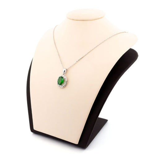 Pendentif Pendentif en or blanc 18k, grenat tsavorite et diamants taille rose 58 Facettes 7D8EF1B8272C49B9BF6D17E2895EFF74
