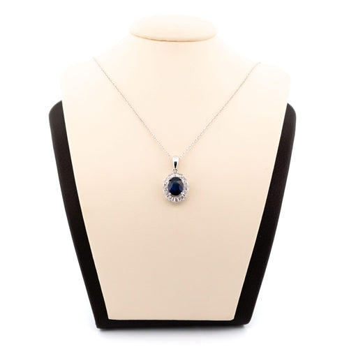 Pendentif Pendentif en or blanc 18k avec saphir et diamants taille rose 58 Facettes 64A23746BA3948BC921F50ED905461BB