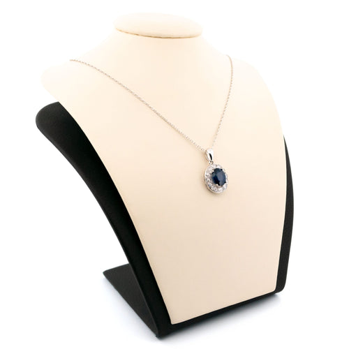 Pendentif Pendentif en or blanc 18k avec saphir et diamants taille rose 58 Facettes 64A23746BA3948BC921F50ED905461BB