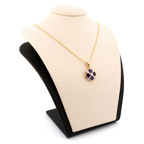 Pendentif Pendentif quadrilobé en or jaune et blanc 14k, améthystes et diamants 58 Facettes 6B0A3129622F45E3939C02926627031D