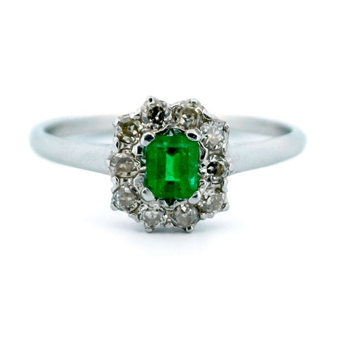Bague 55 Bague en platine avec émeraude et diamant taille ancienne 58 Facettes EFE2B9EBF8604A5CAEB3D178155A7ABF
