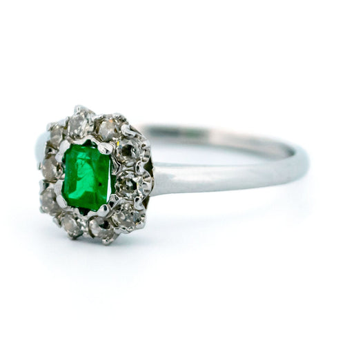 Bague 55 Bague en platine avec émeraude et diamant taille ancienne 58 Facettes EFE2B9EBF8604A5CAEB3D178155A7ABF