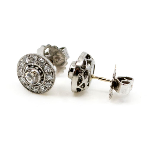 Boucles d'oreilles Boucles d’oreilles en platine avec diamants taille ancienne 58 Facettes 6CE5BA28FD2842A4ADCCA197B267FC67
