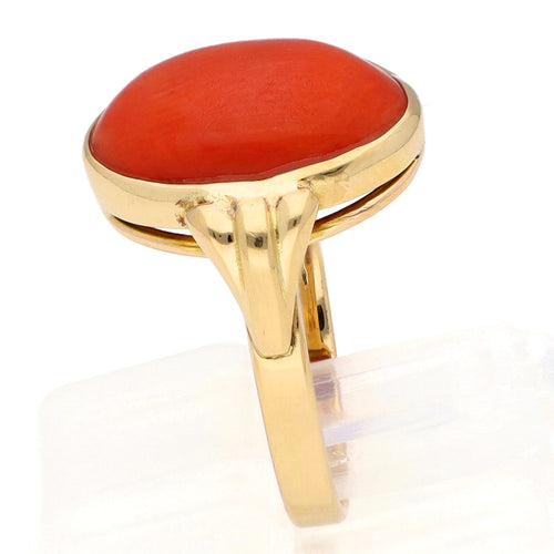 Bague 53 Bague solitaire en corail de 3,22 ct et or jaune 14k 58 Facettes 38D8D27590FC4A1BB9172032481198B3