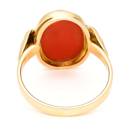 Bague 53 Bague solitaire en corail de 3,22 ct et or jaune 14k 58 Facettes 38D8D27590FC4A1BB9172032481198B3