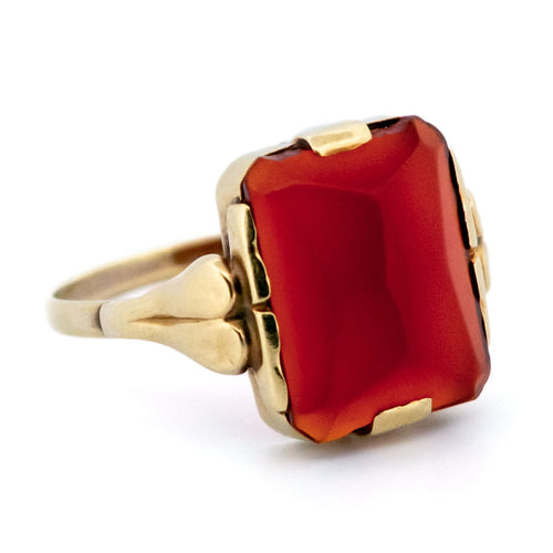 Bague 58 A. Kruijthof - Bague rectangulaire en or 14 carats et cornaline 58 Facettes DEE9C5B06A7748CA8C02C06CDE251267