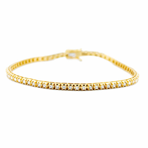 Bracelet Bracelet tennis en or jaune 14k et diamants taille brillant 58 Facettes 45964C757F274A2BB345503E0DDFDCA5
