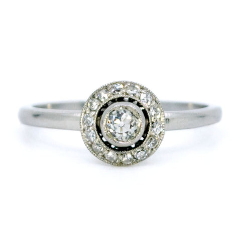 Bague 54 Bague halo en platine et diamants 58 Facettes F22F927C55B84450ABA6DDB751888584