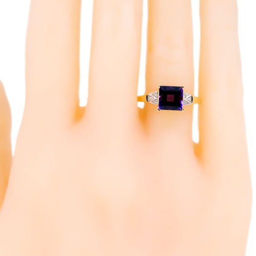 Bague 54 Bague en or 14k avec améthyste taille carrée et diamants 58 Facettes 0A81EB7C262B4A968FE0B15CC047EF49