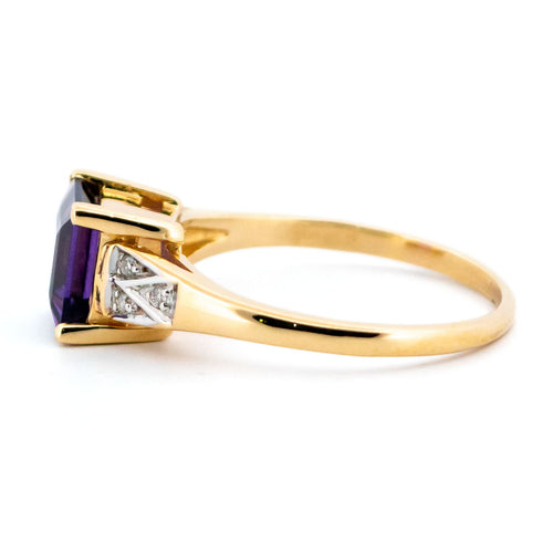 Bague 54 Bague en or 14k avec améthyste taille carrée et diamants 58 Facettes 0A81EB7C262B4A968FE0B15CC047EF49