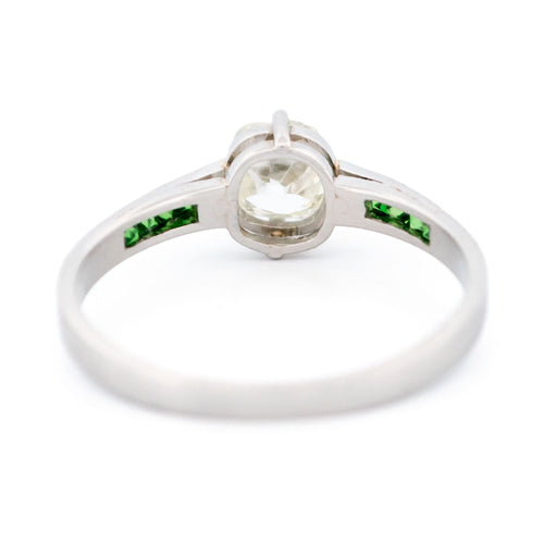 Bague 57 Bague solitaire en platine avec diamant taille ancienne et grenats tsavorites 58 Facettes DA4F56BB2F3547B79AD2CF18513FDF82