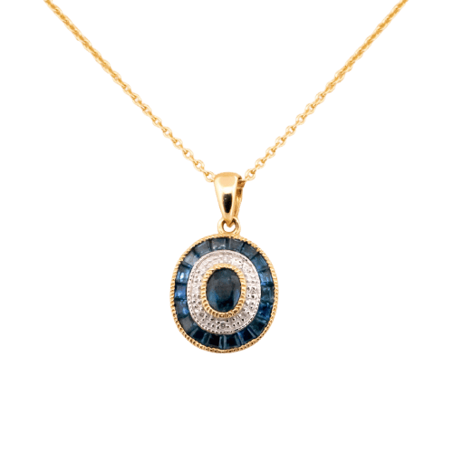 Pendentif Pendentif Art déco en or jaune et blanc 14 carats, saphirs et diamants 58 Facettes 7F57B0918809467DA643FDDC769D56AD