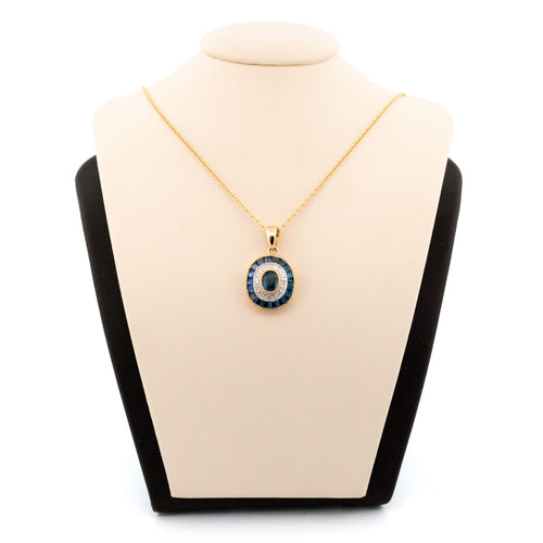 Pendentif Pendentif Art déco en or jaune et blanc 14 carats, saphirs et diamants 58 Facettes 7F57B0918809467DA643FDDC769D56AD