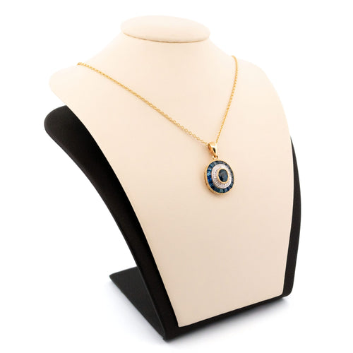 Pendentif Pendentif Art déco en or jaune et blanc 14 carats, saphirs et diamants 58 Facettes 7F57B0918809467DA643FDDC769D56AD