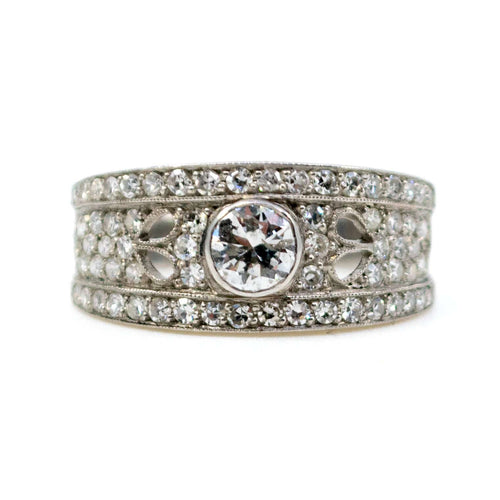 Bague 55 Art déco - Bague en platine sertie de diamants 58 Facettes 40597BFE6316420AA69540F71034C240