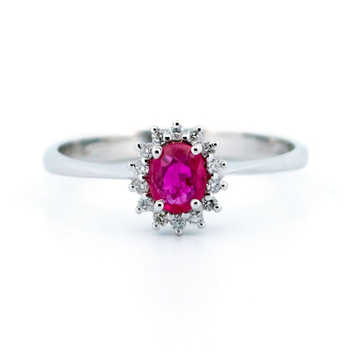 Bague 56 Bague en or blanc 18k, rubis et diamants taille brillant 58 Facettes BD9C730AA39B4AAEB0193BE072F70275