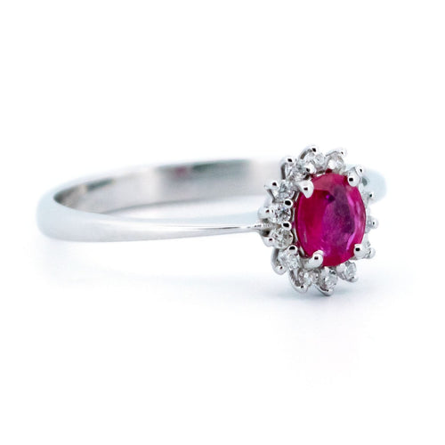 Bague 56 Bague en or blanc 18k, rubis et diamants taille brillant 58 Facettes BD9C730AA39B4AAEB0193BE072F70275