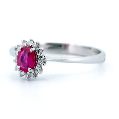 Bague 56 Bague en or blanc 18k, rubis et diamants taille brillant 58 Facettes BD9C730AA39B4AAEB0193BE072F70275