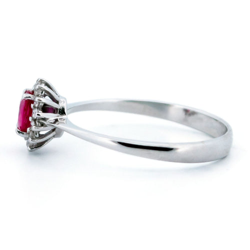 Bague 56 Bague en or blanc 18k, rubis et diamants taille brillant 58 Facettes BD9C730AA39B4AAEB0193BE072F70275