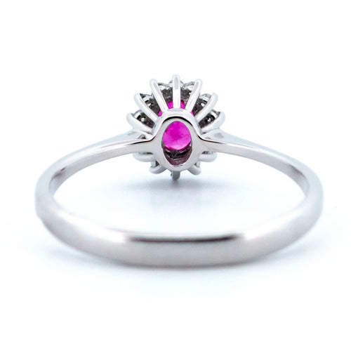 Bague 56 Bague en or blanc 18k, rubis et diamants taille brillant 58 Facettes BD9C730AA39B4AAEB0193BE072F70275