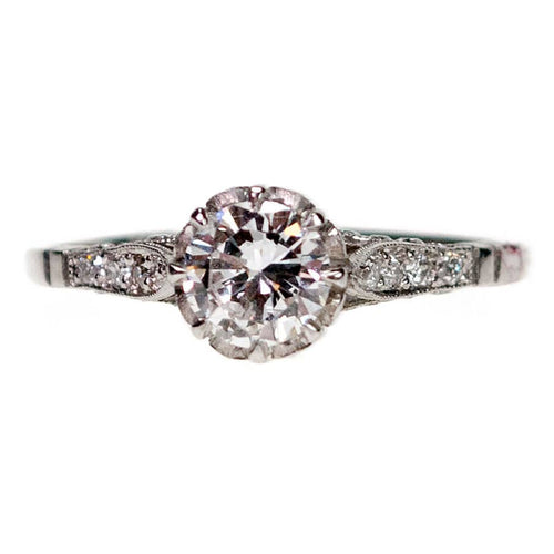 Bague 54 Bague solitaire en platine avec diamants taille brillant et taille ancienne 58 Facettes CD6E999A9F0848719A9983EE47B43859