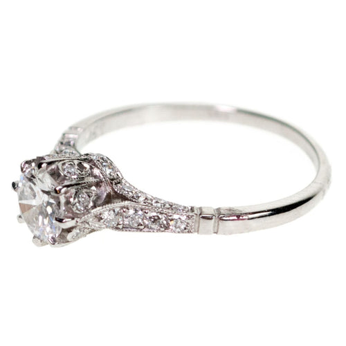 Bague 54 Bague solitaire en platine avec diamants taille brillant et taille ancienne 58 Facettes CD6E999A9F0848719A9983EE47B43859