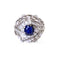 Bague 53 Bague dôme en platine saphir bleu naturel et diamants 58 Facettes