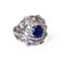 Bague 53 Bague dôme en platine saphir bleu naturel et diamants 58 Facettes