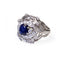 Bague 53 Bague dôme en platine saphir bleu naturel et diamants 58 Facettes