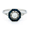 Bague 56 Bague Art déco octogonale en platine, diamants et saphirs 58 Facettes C0FBCA18C04641F598D2BCE928434FB6