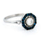 Bague 56 Bague Art déco octogonale en platine, diamants et saphirs 58 Facettes C0FBCA18C04641F598D2BCE928434FB6