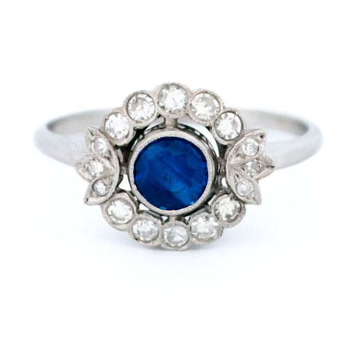 Bague 56 Bague de style édouardien en platine, saphir et diamants 58 Facettes 9F8E308D65914D80997D91DCA87A5B10