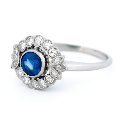 Bague 56 Bague de style édouardien en platine, saphir et diamants 58 Facettes 9F8E308D65914D80997D91DCA87A5B10