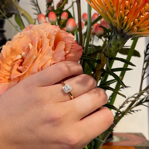 Bague 55 Bague en or jaune 14k, face en or blanc et diamants 58 Facettes 35476FAD01E6493FAD1EC250D4086D2B