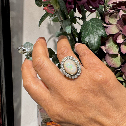 Bague 56 Bague de style victorien avec opale et diamants, en or 14k et argent 58 Facettes 5BD717A4E0434000A62C48C4D1F0D6B5