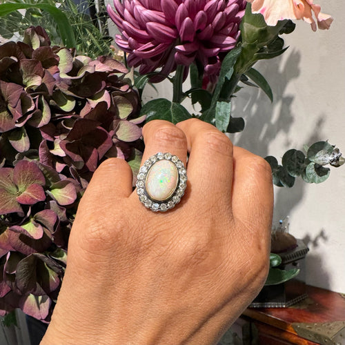 Bague 56 Bague de style victorien avec opale et diamants, en or 14k et argent 58 Facettes 5BD717A4E0434000A62C48C4D1F0D6B5
