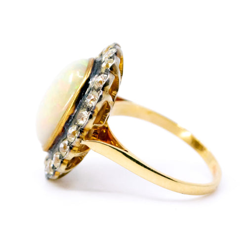 Bague 56 Bague de style victorien avec opale et diamants, en or 14k et argent 58 Facettes 5BD717A4E0434000A62C48C4D1F0D6B5